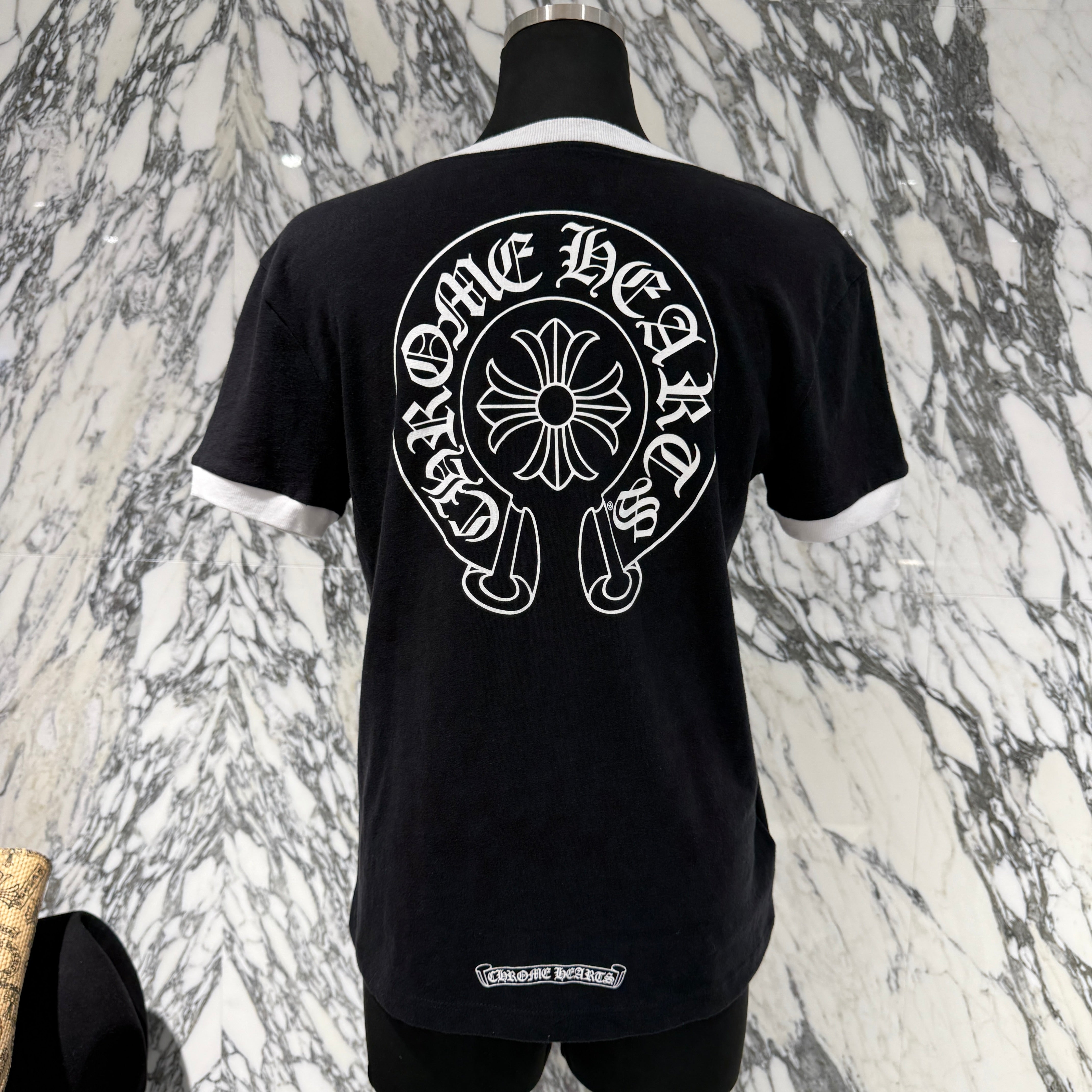 CHROME HEARTS Back Horseshoe Print Ringer Tee Size L クロムハーツ
