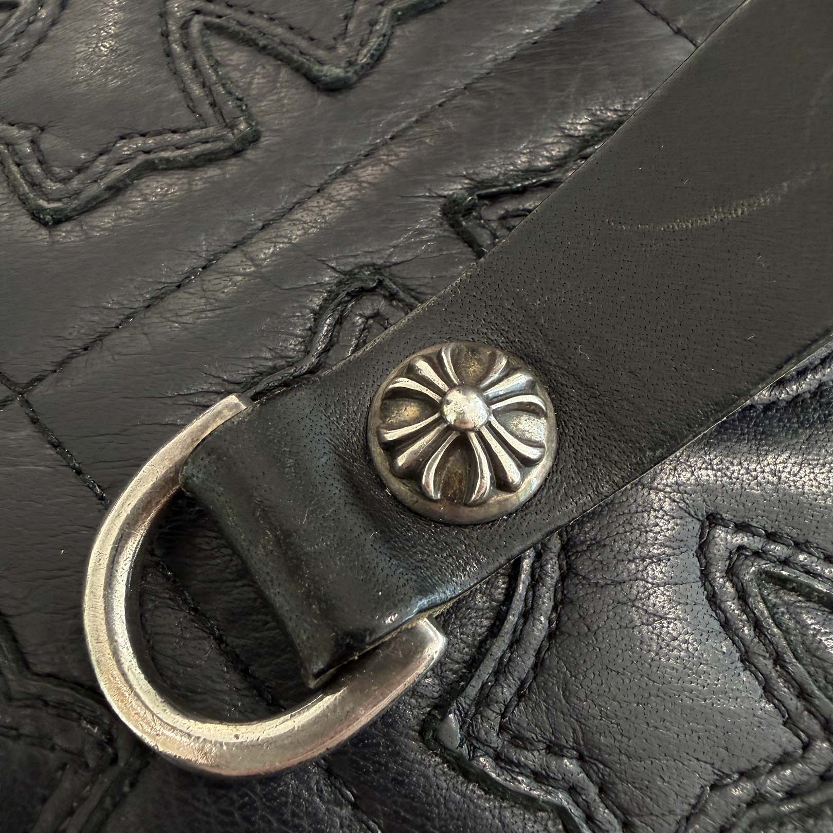 CHROME HEARTS Cross Ball Button Leather Belt Loop クロムハーツ