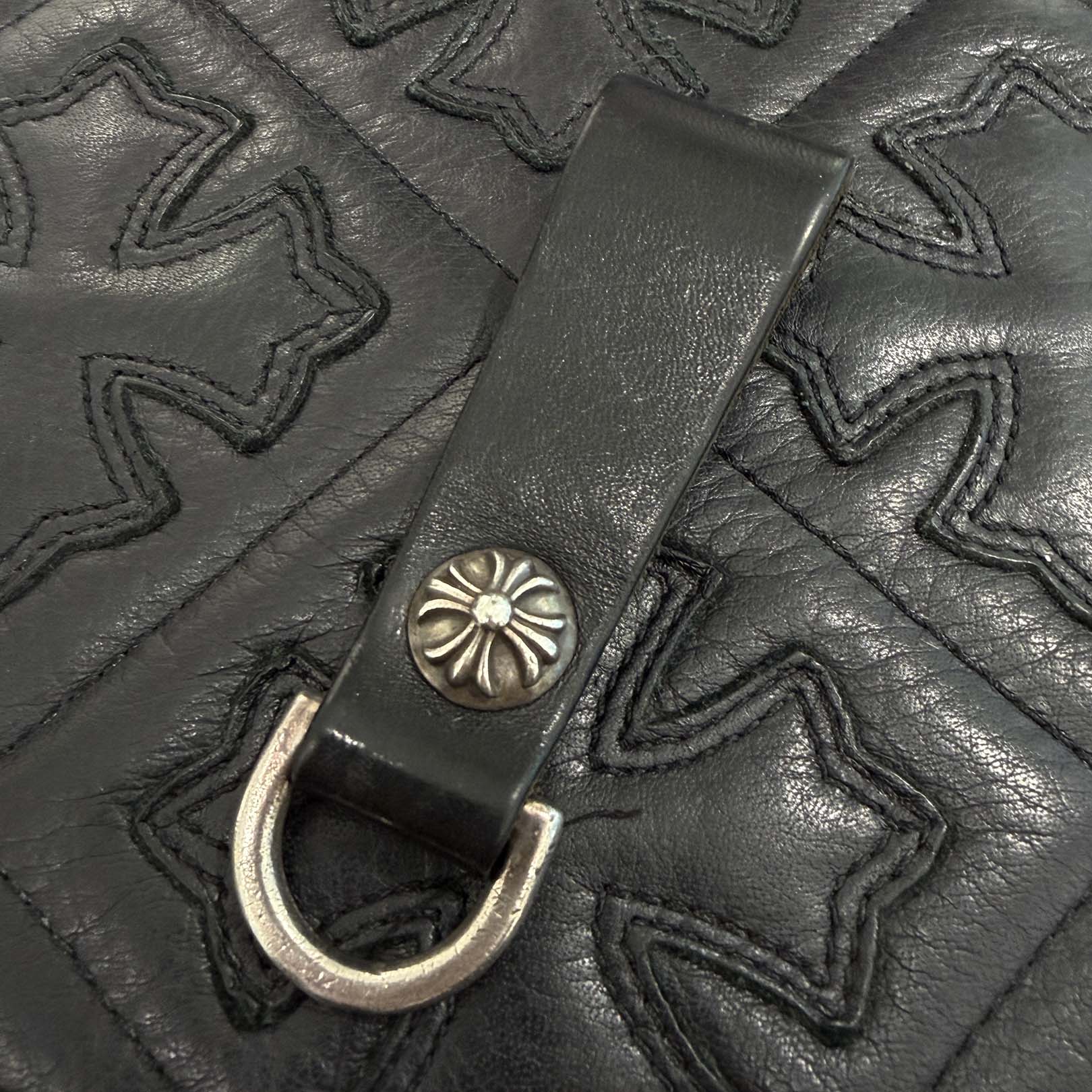 CHROME HEARTS Cross Ball Button Leather Belt Loop クロムハーツ