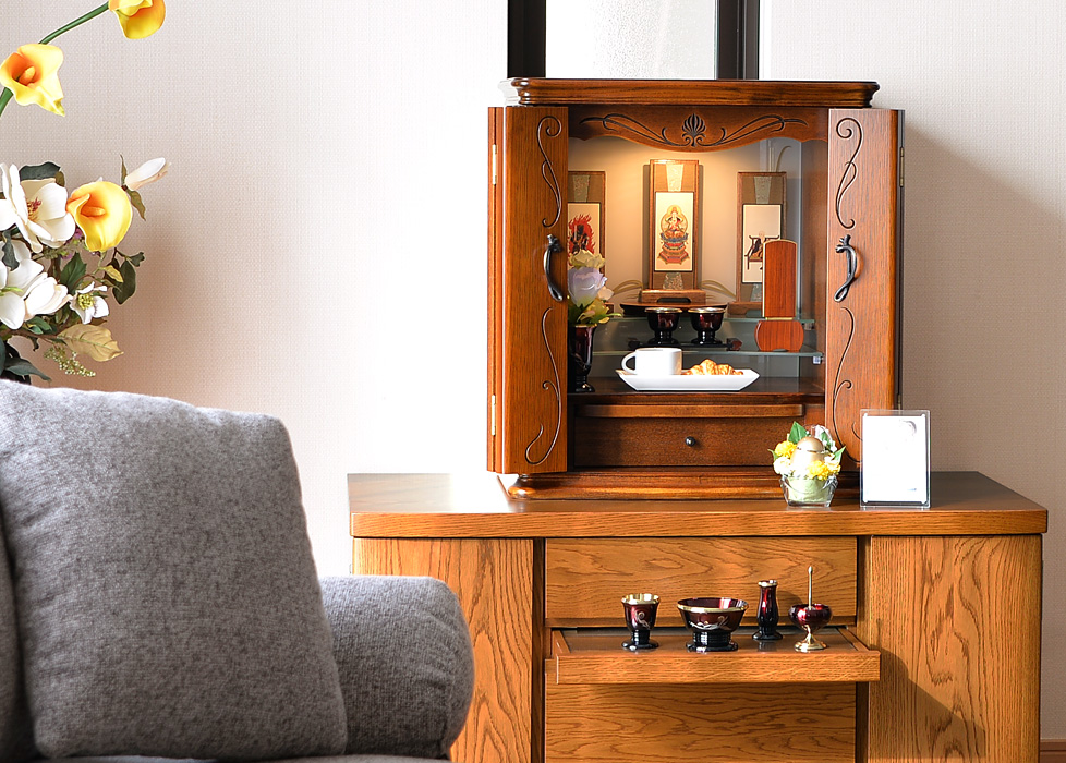 モダンミニ仏壇 LUCE(ルーチェ) アンティーク色 15×18号 | 仏壇・仏具