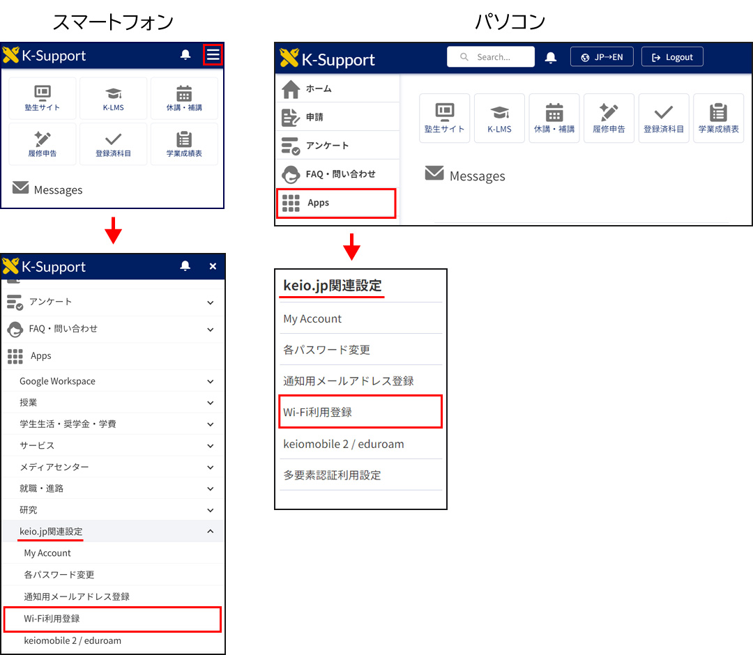 Wi-Fi パスワード発行・確認：keio.jpを利用する場合 | 慶應義塾三田