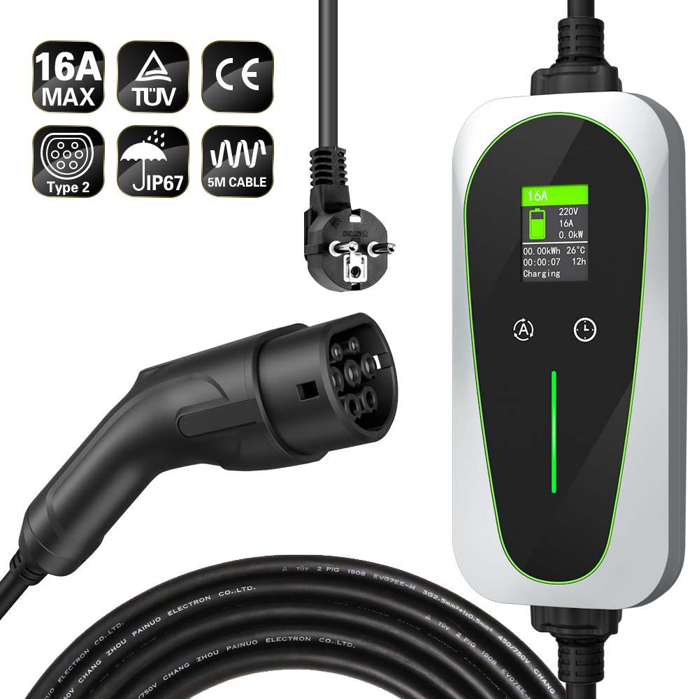 中国モード2 EV充電器 Type2 3.6kW 16A ポータブル充電ケーブル電気