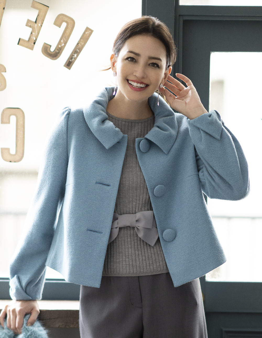 ギャザー襟ショートコート | msgracy