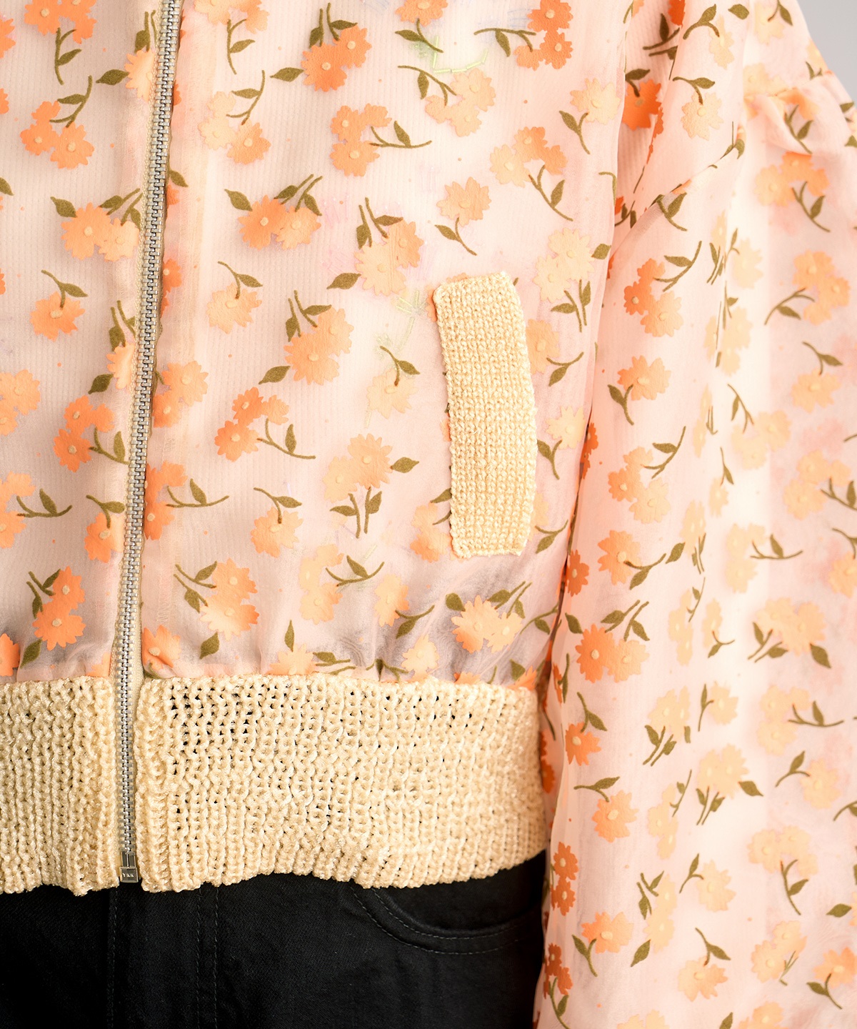 フラワーフロッキープリントジップジャケット | MUVEIL Online Shop