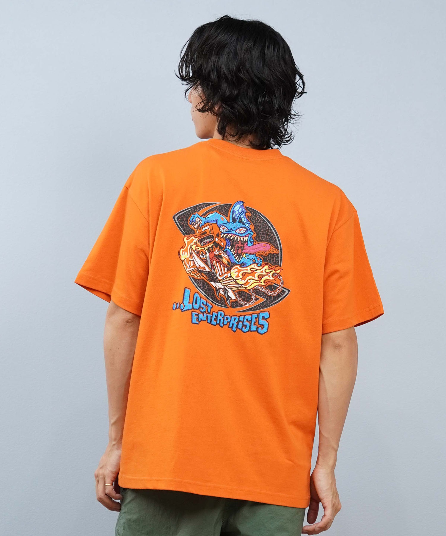 LOST ロスト 半袖 Tシャツ メンズ バックプリント L25S-2114 ムラサキ