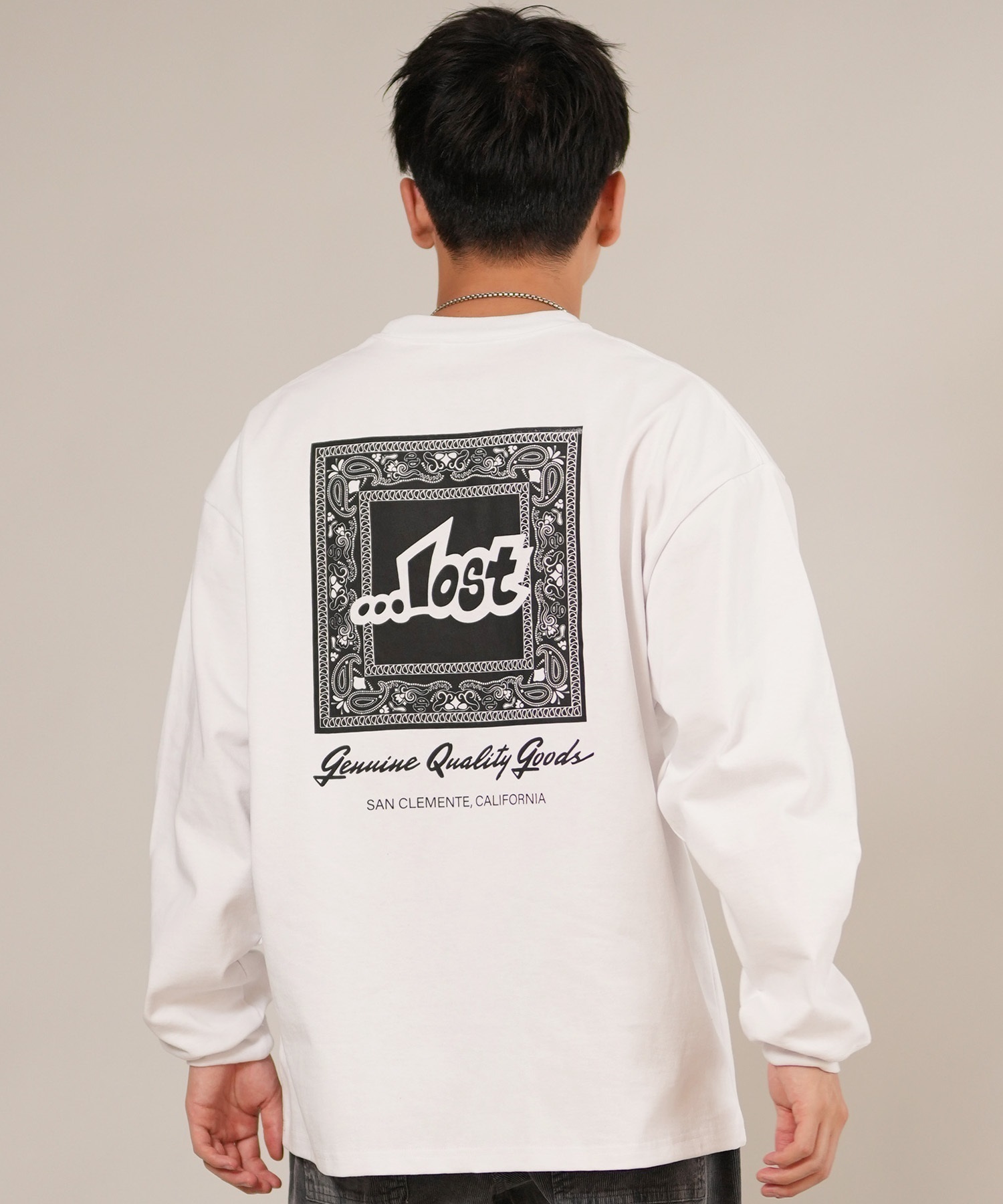 LOST ロスト 長袖 Tシャツ ロンT メンズ バックプリント ペイズリー柄