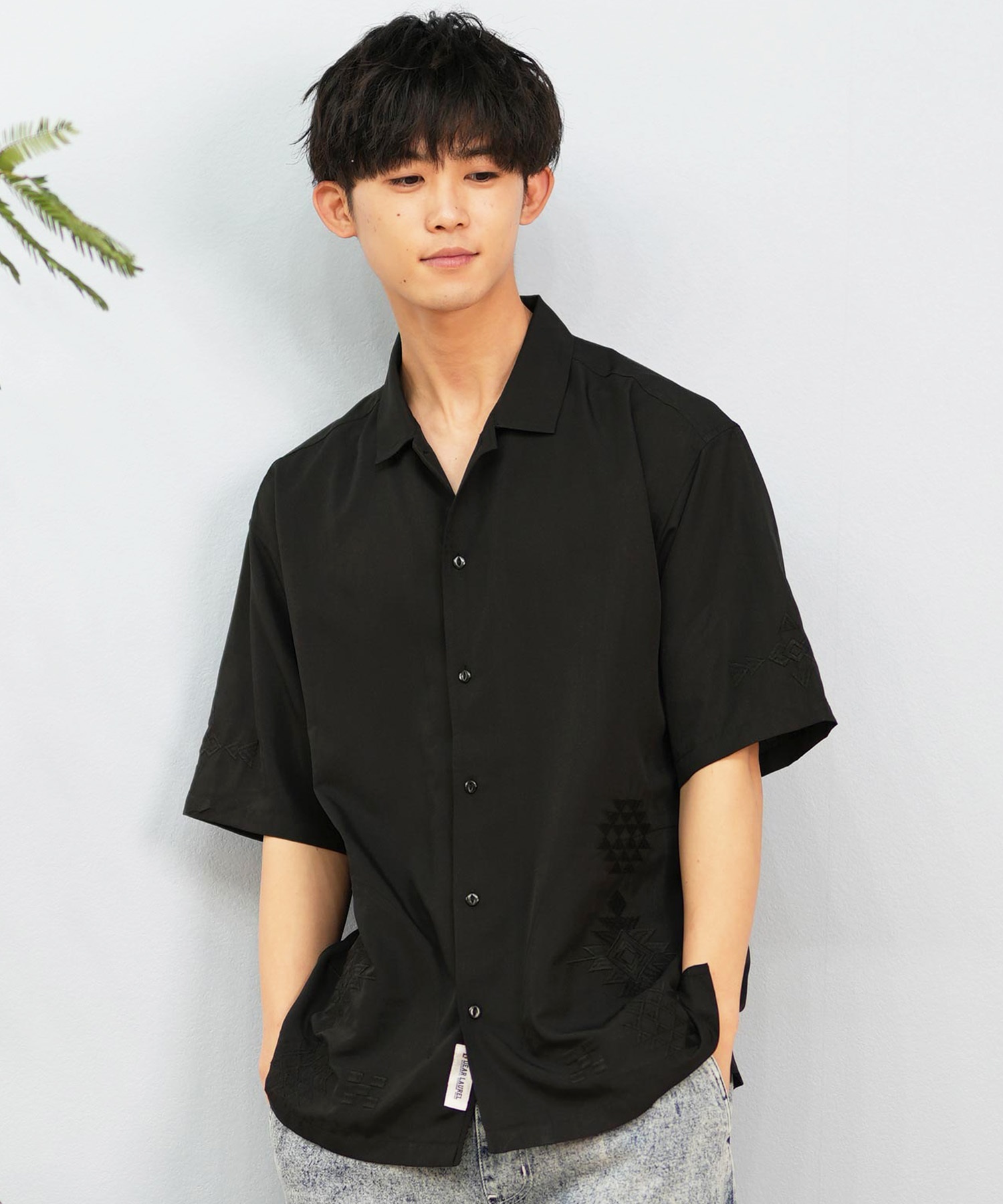 DEAR LAUREL ディアローレル 半袖 シャツ メンズ キューバシャツ 刺繍