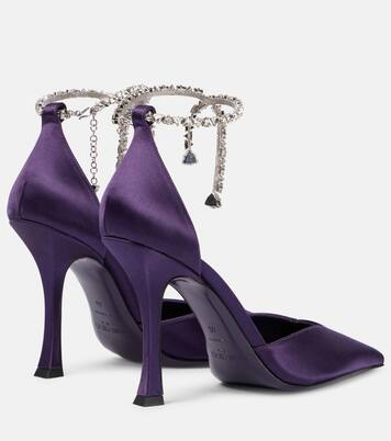 Stevie 100 embellished satin pumps in purple - Jimmy Choo | Mytheresa