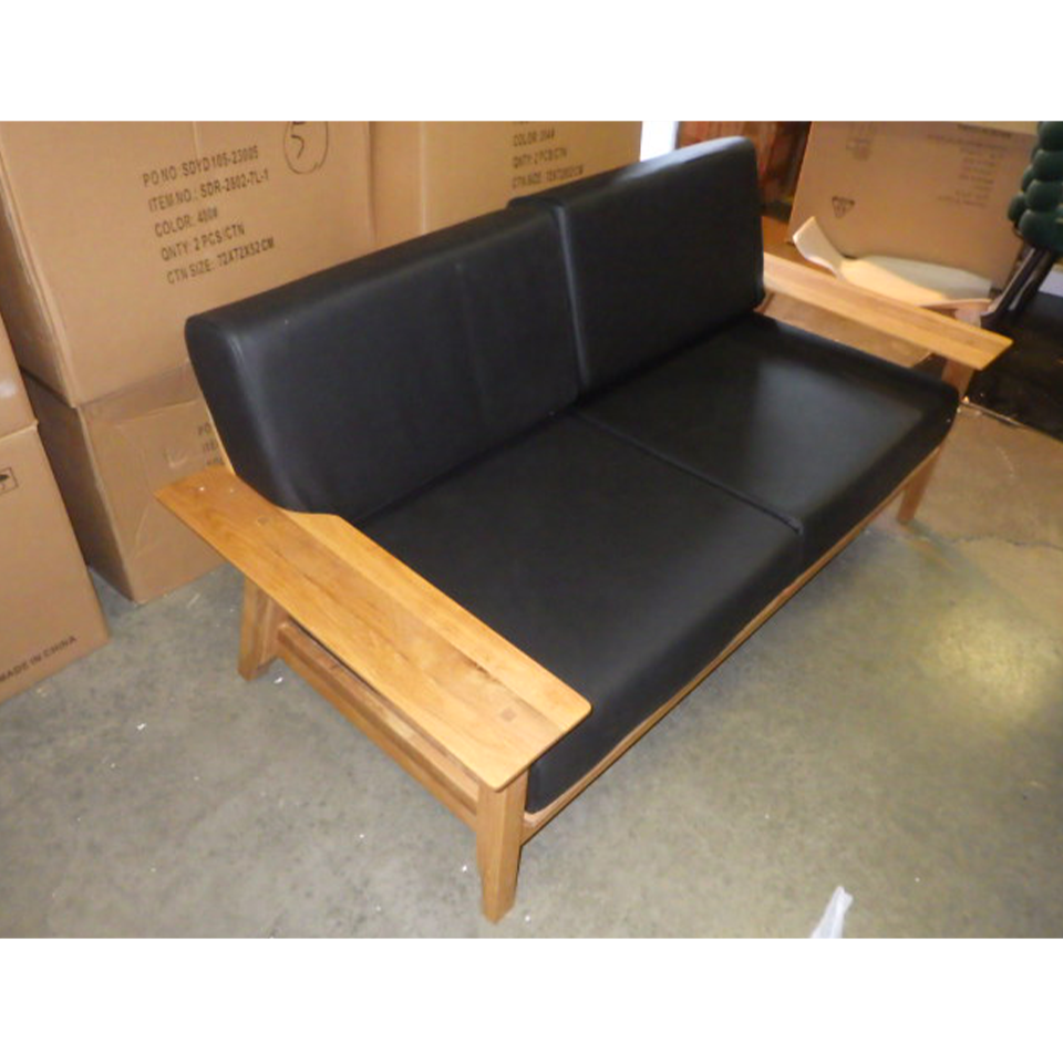 アウトレット】天然木ソファ【本革】1610 2人掛け【送料・開梱設置無料