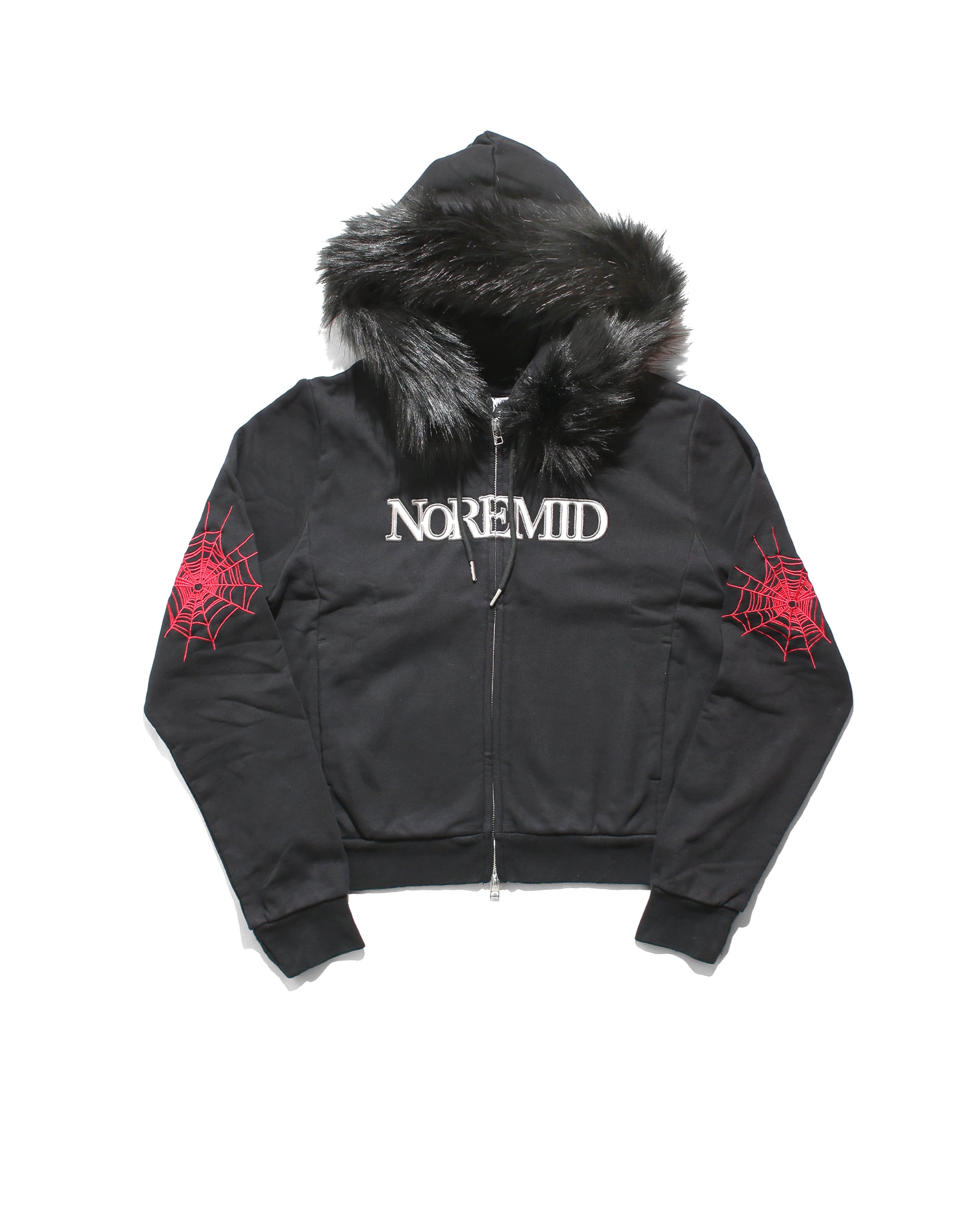 FUR ZIP HOODIE - BLACK – NOREMID