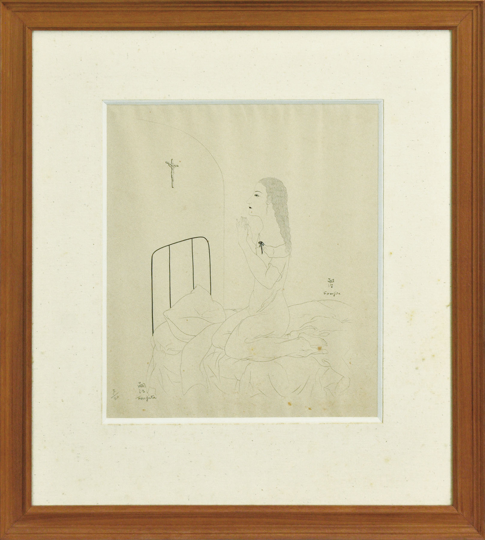 藤田嗣治版画額「祈り」 | Natsume Books