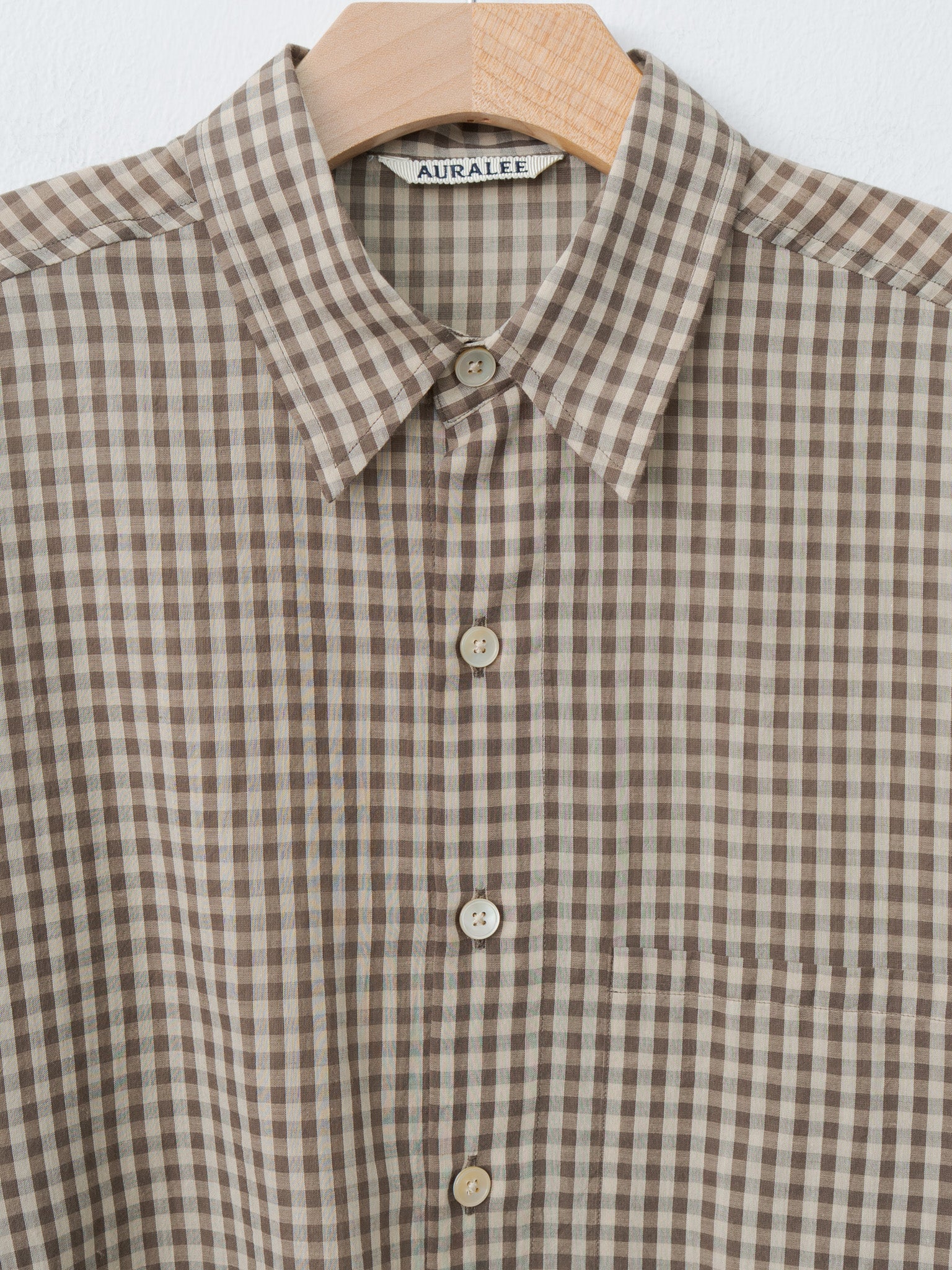 Namu Shop - Auralee Airy Light Cotton Check Big Shirt - Brown