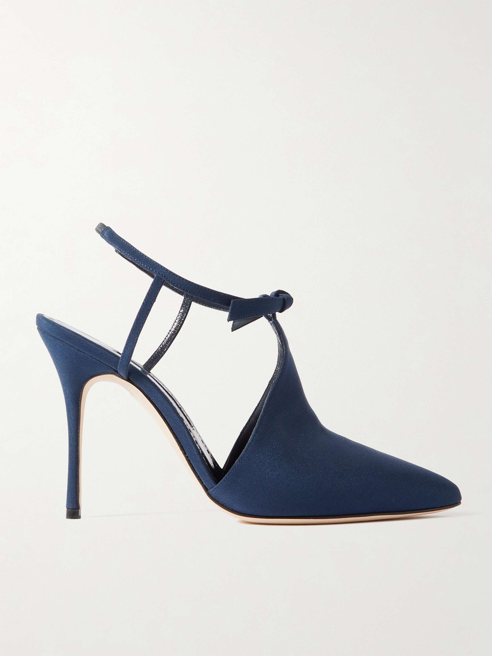 MANOLO BLAHNIK Horna 105 embellished silk crepe de chine slingback