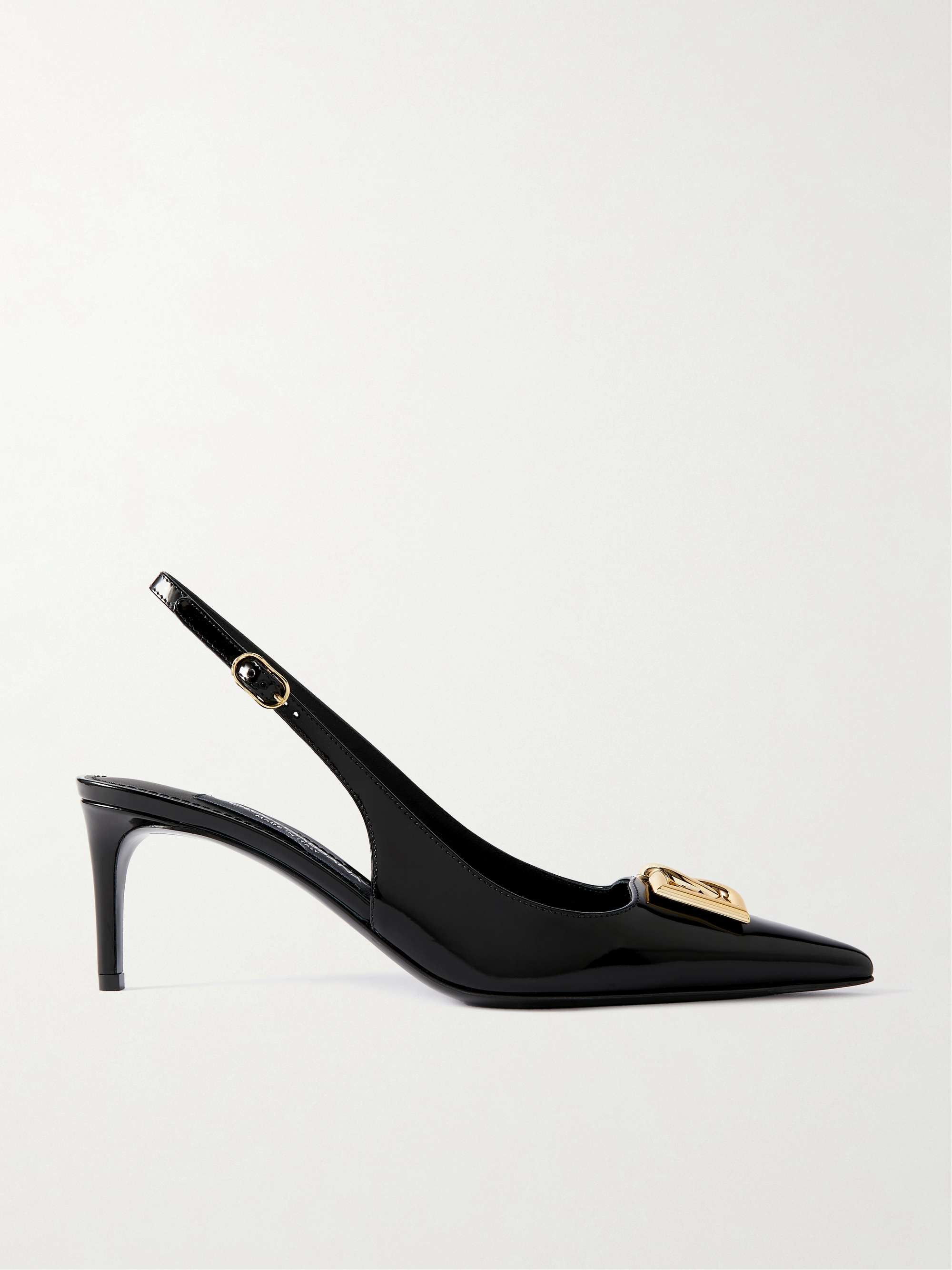 DOLCE&GABBANA Formale appliquéd glossed-leather slingback pumps