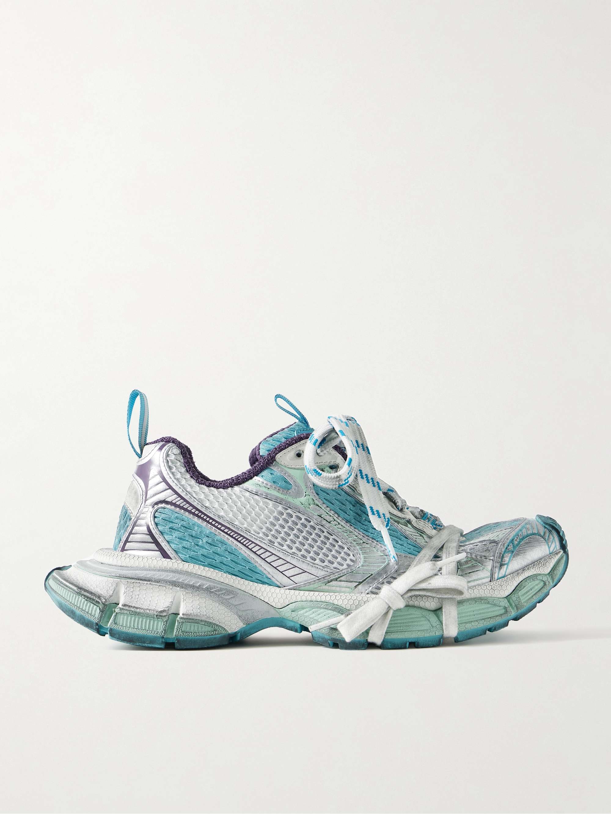 BALENCIAGA 3XL leather-trimmed mesh and rubber sneakers | NET-A-PORTER