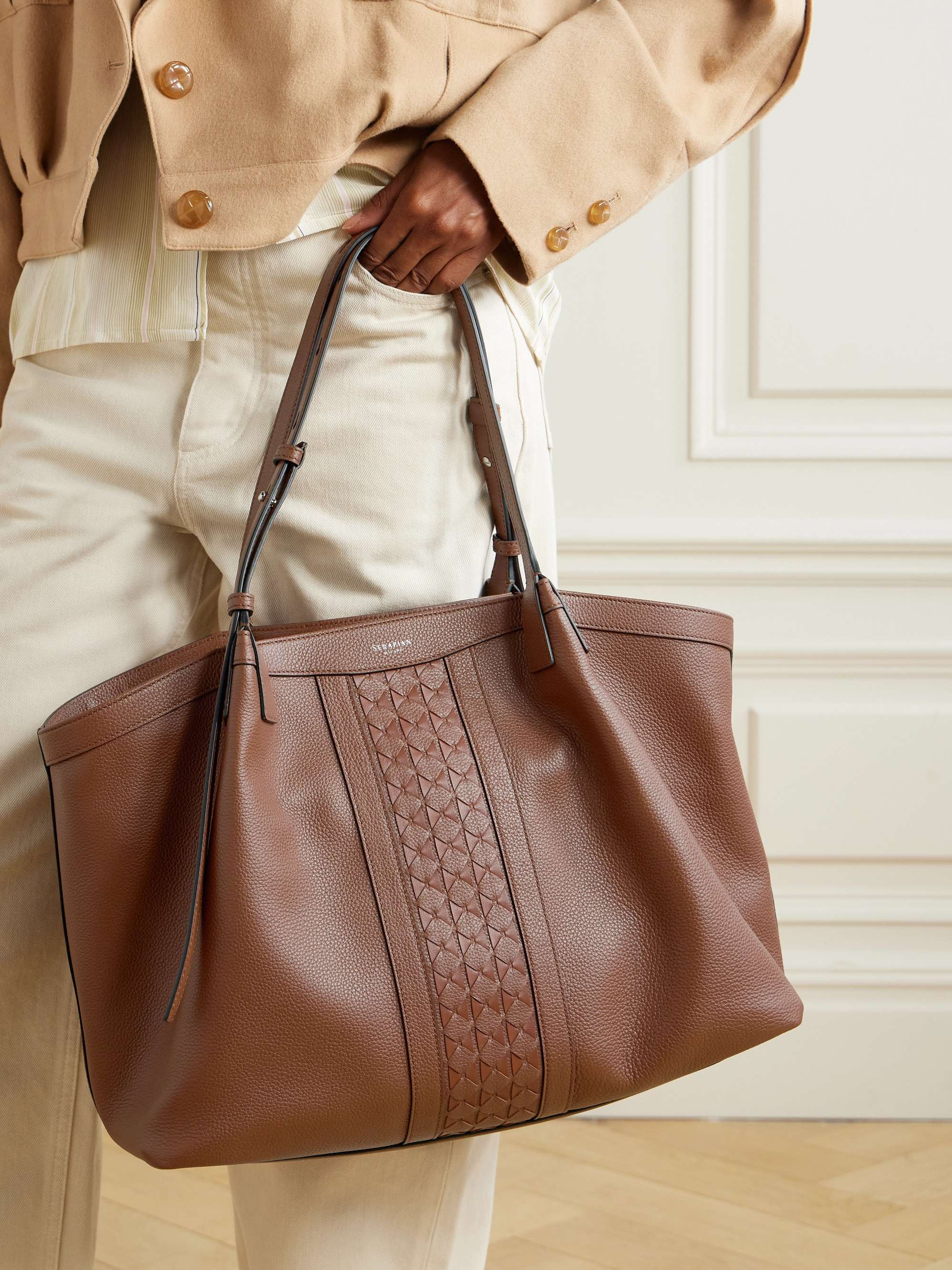 SERAPIAN Secret textured-leather tote | NET-A-PORTER