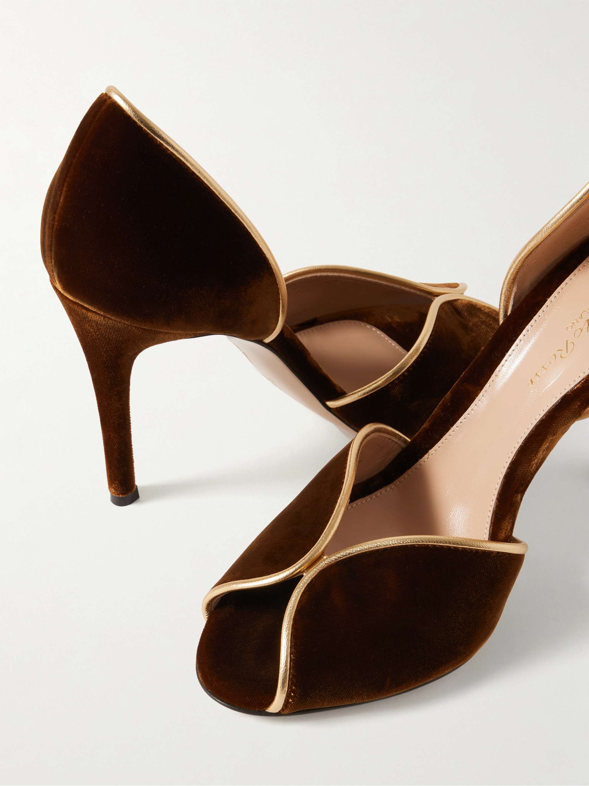 GIANVITO ROSSI 95 metallic leather-trimmed velvet pumps | NET-A-PORTER