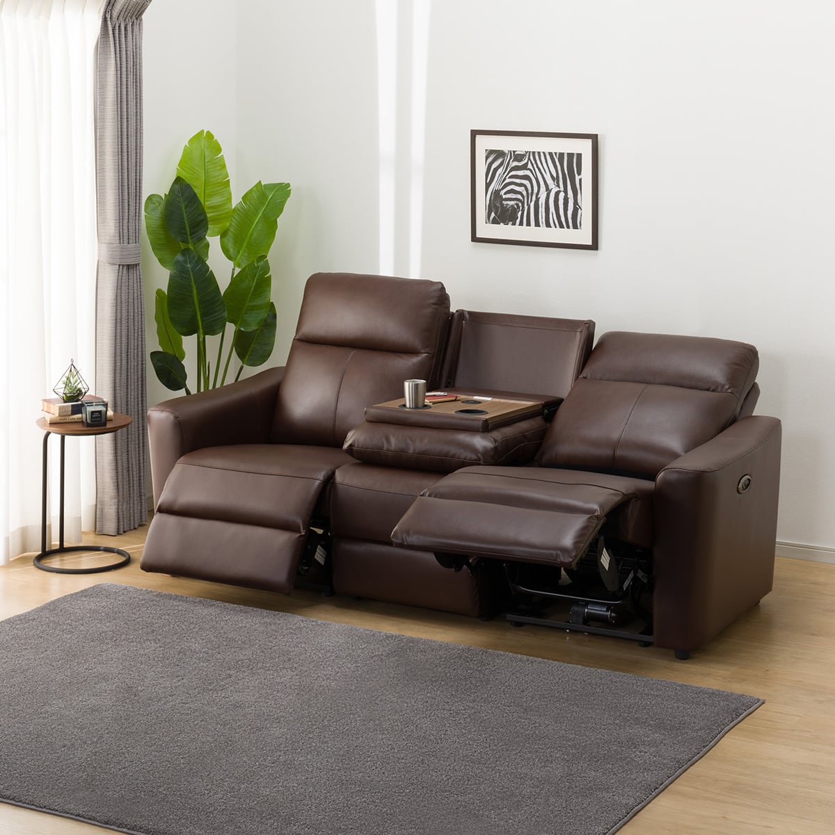 3人掛け電動リクライニングソファ 本革(一部合成皮革)タイプ (UM01 2