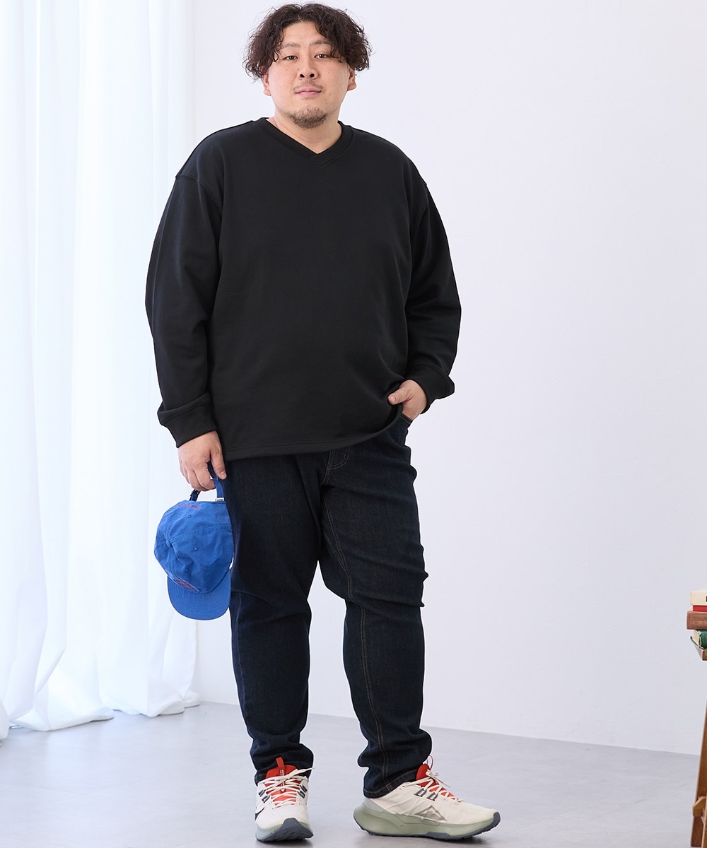 浅Vネックスウェットトレーナー【大きいサイズ】 通販【ニッセン】