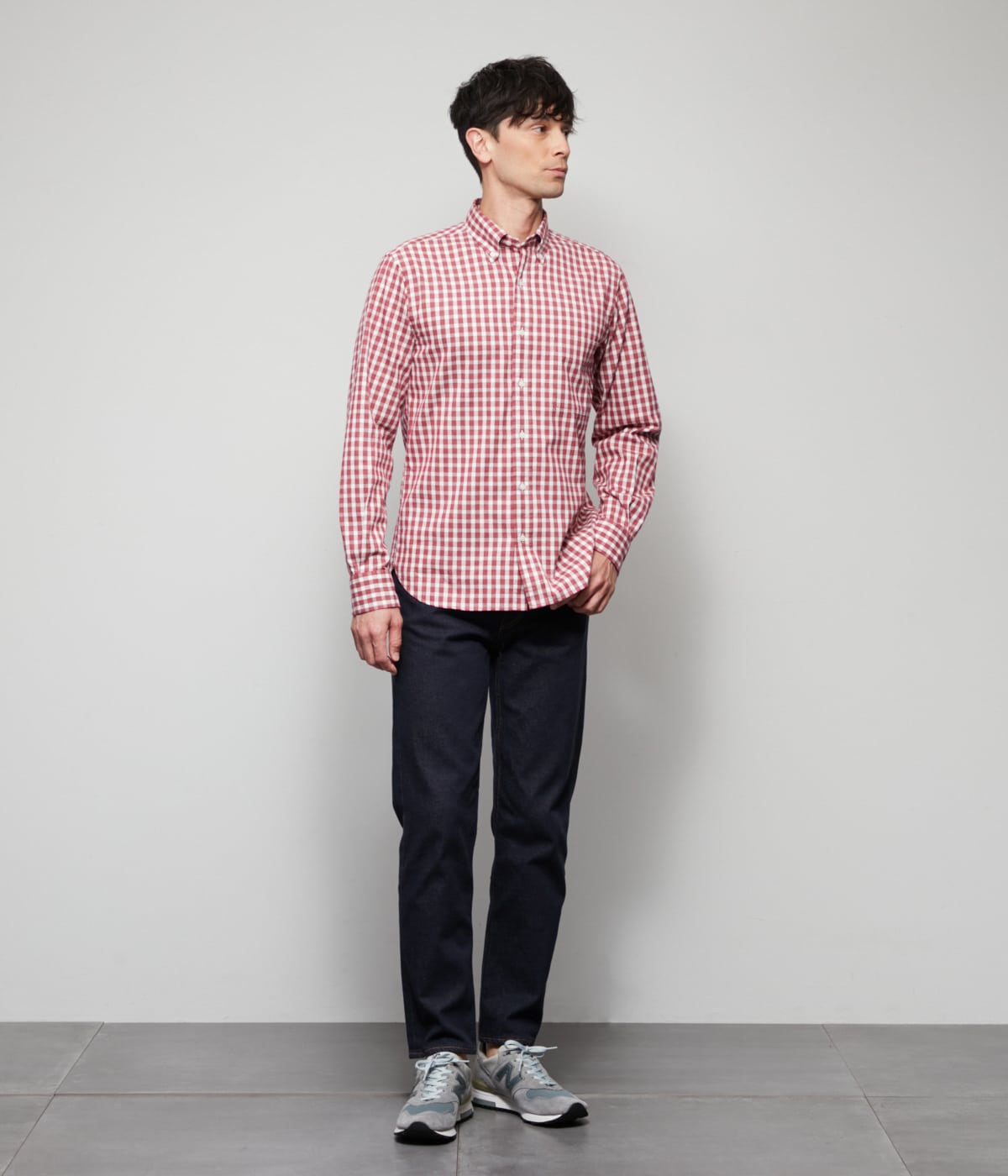 ピケ ギンガムチェック 長袖ショートボタンダウンシャツ(11763707-2024