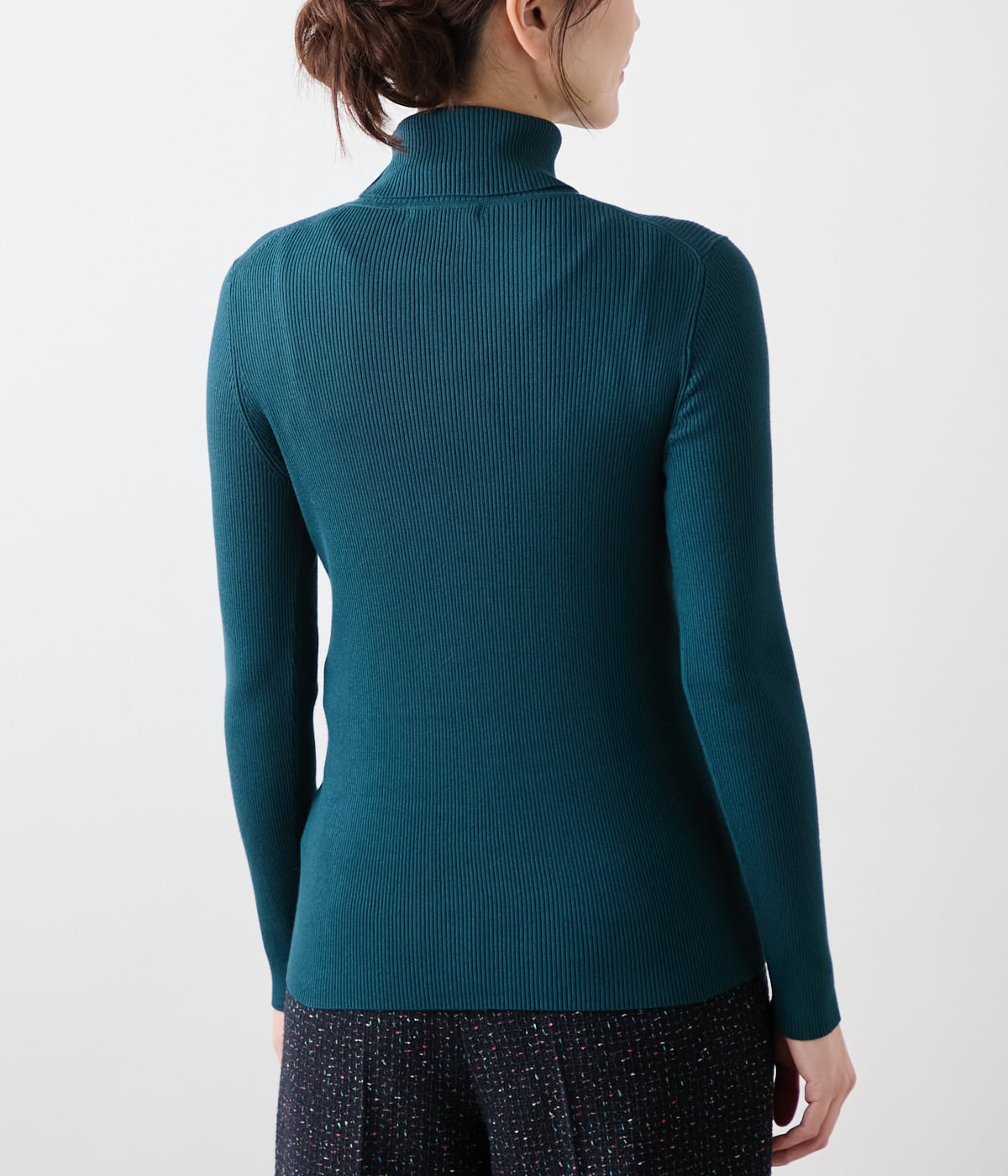 手洗い可能】レーヨンポリストレッチ リブタートルネックプルオーバー