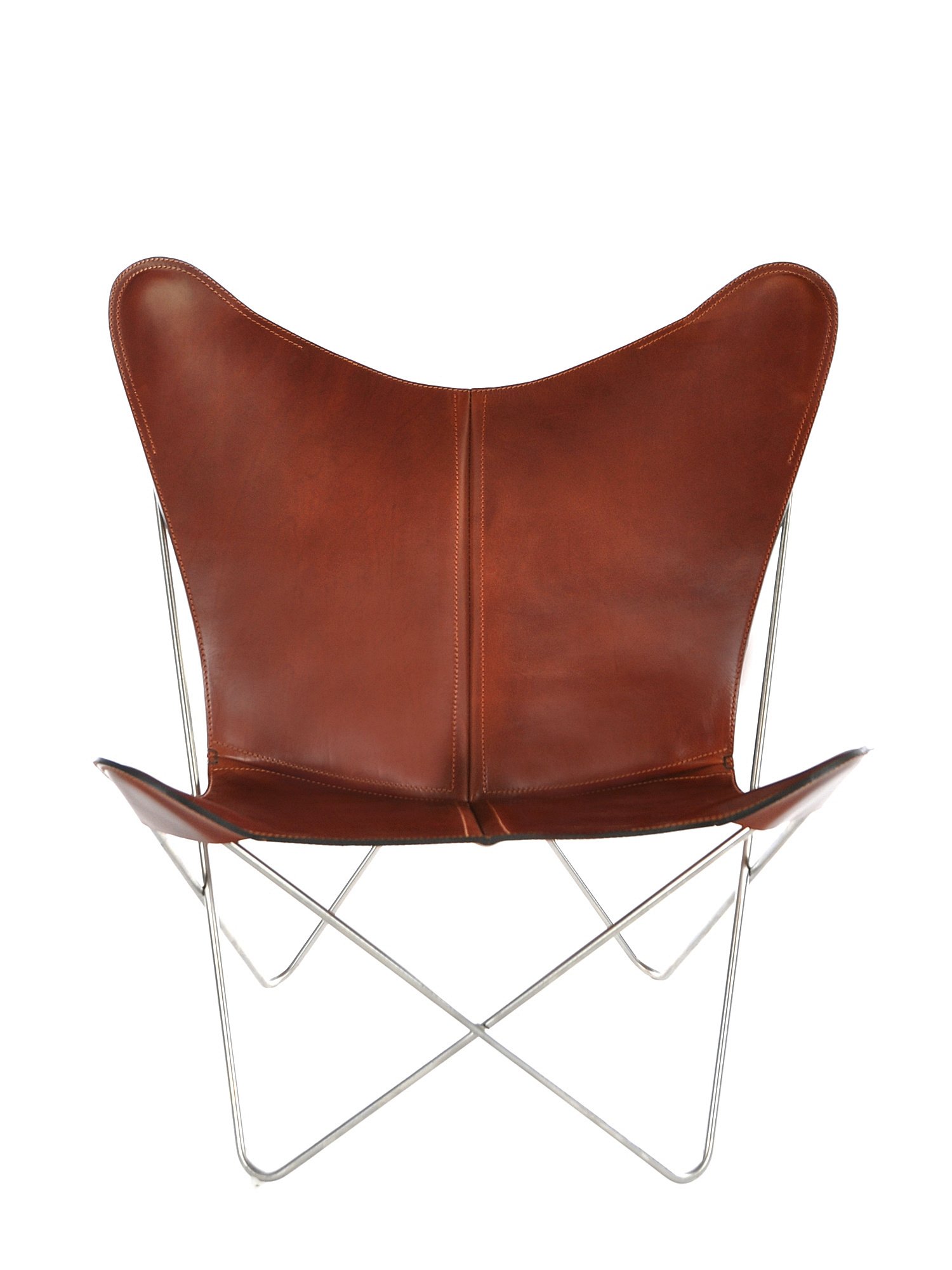 Trifolium Butterfly Chair, Cognac, Stainless steel | OX Denmarq