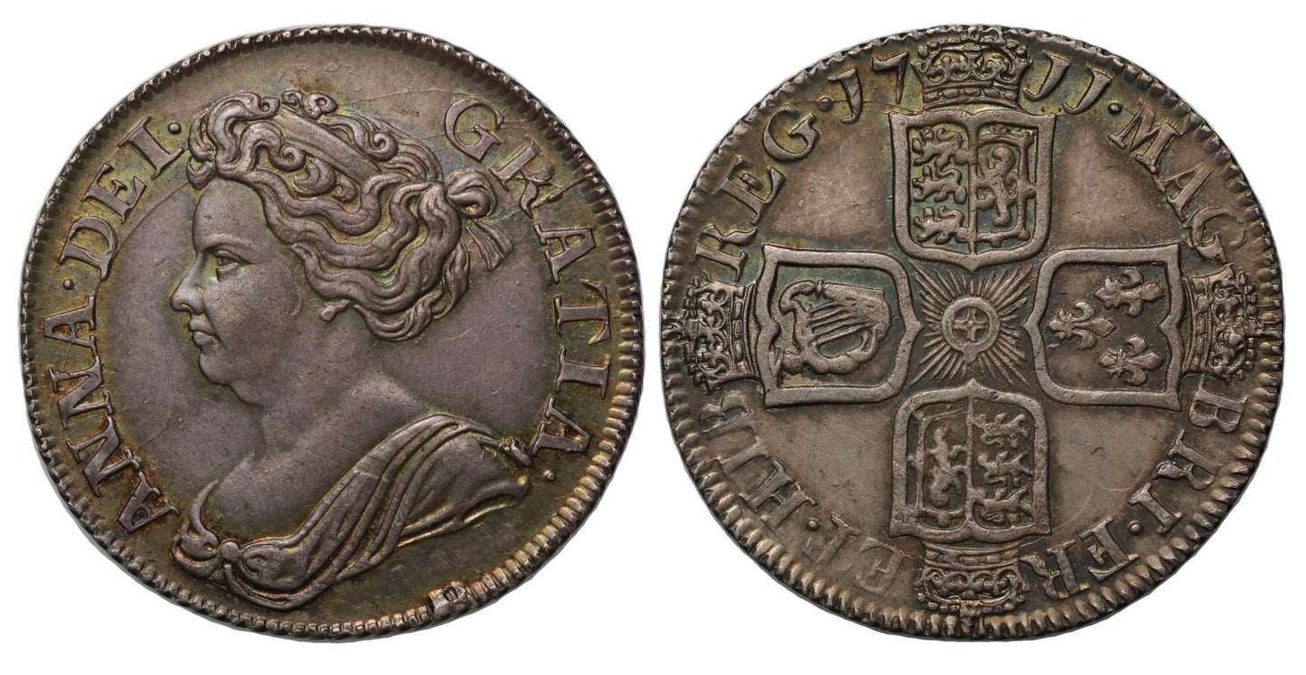 Anne 1711 Shilling, fourth bust, MS63 top of population finest graded