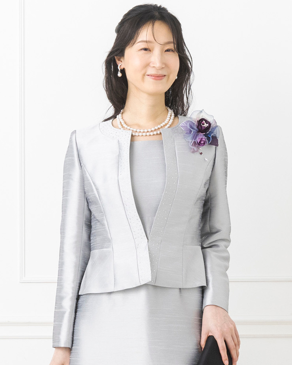 シルバー】シャンブレーシャンタン×ホットフィックス 胸当て付き ノー