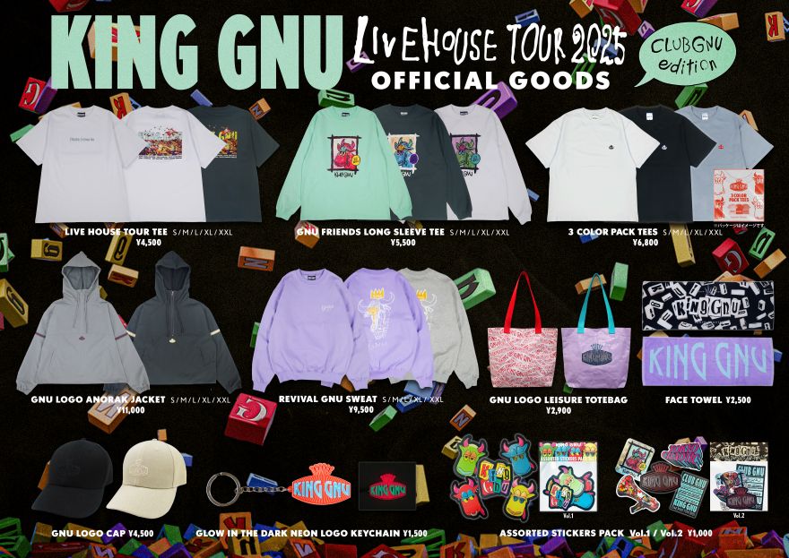 Goods】“KING GNU LIVEHOUSE TOUR 2025 CLUB GNU EDITION”オフィシャル