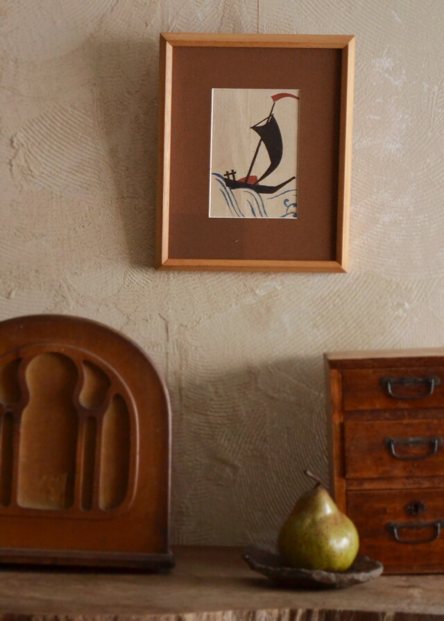 竹久夢二 版画 舟図 絵画 インテリア ピクチャー アート 小さな絵