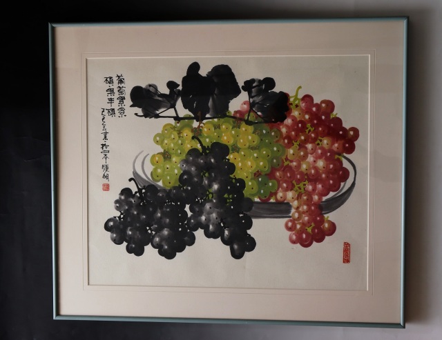 葡萄 水墨画 魏炬明作 中国有名作家 絵画 インテリア ピクチャー アート
