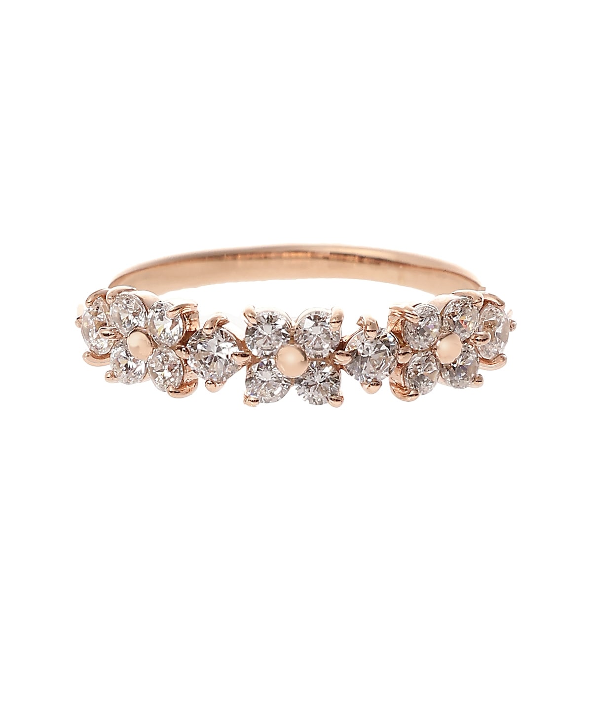 フラワーモチーフバンド リング(9号 SILVER PGメッキ