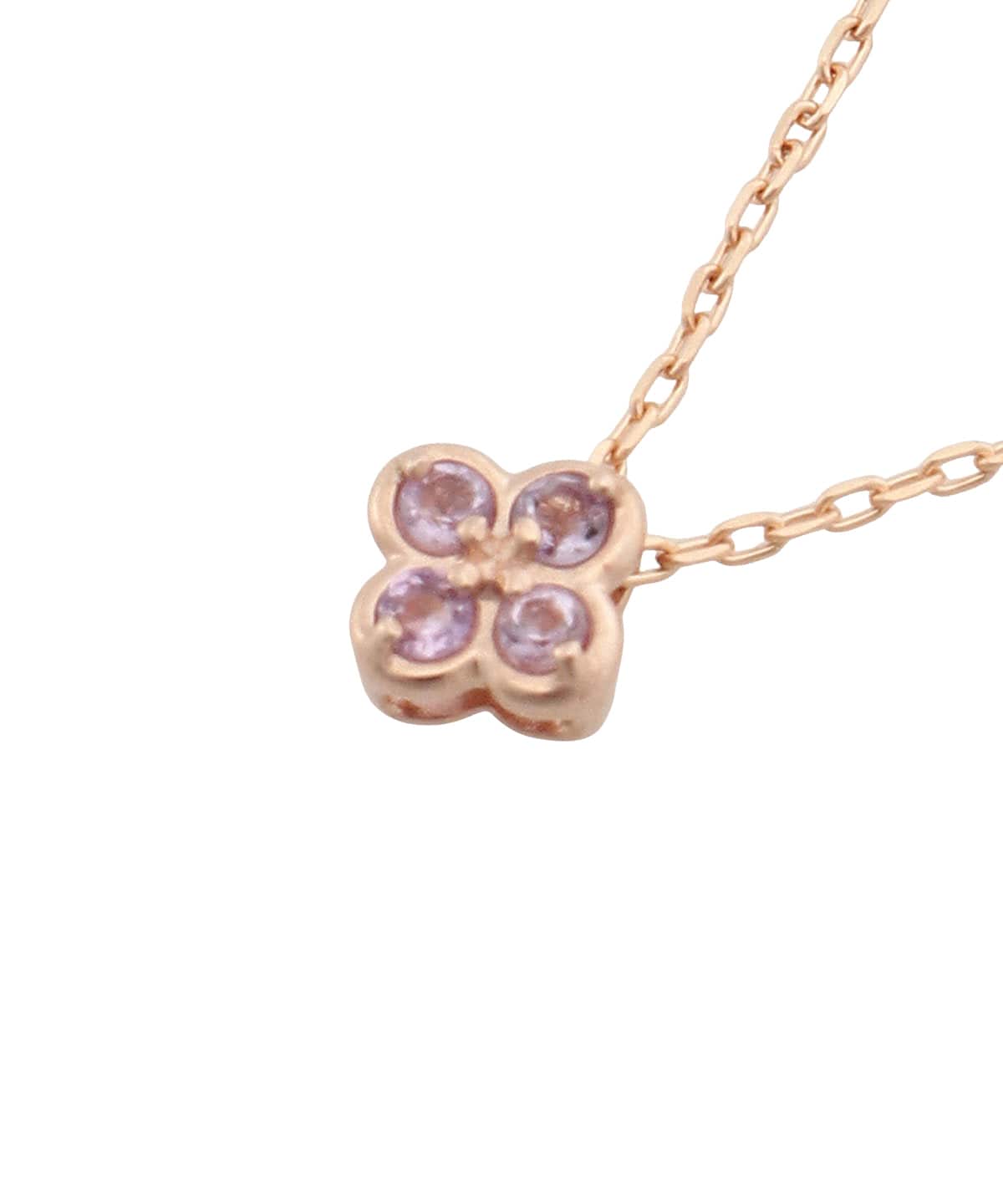 K10PG フラワーモチーフネックレス≪2月 誕生石≫(40cm K10 PG