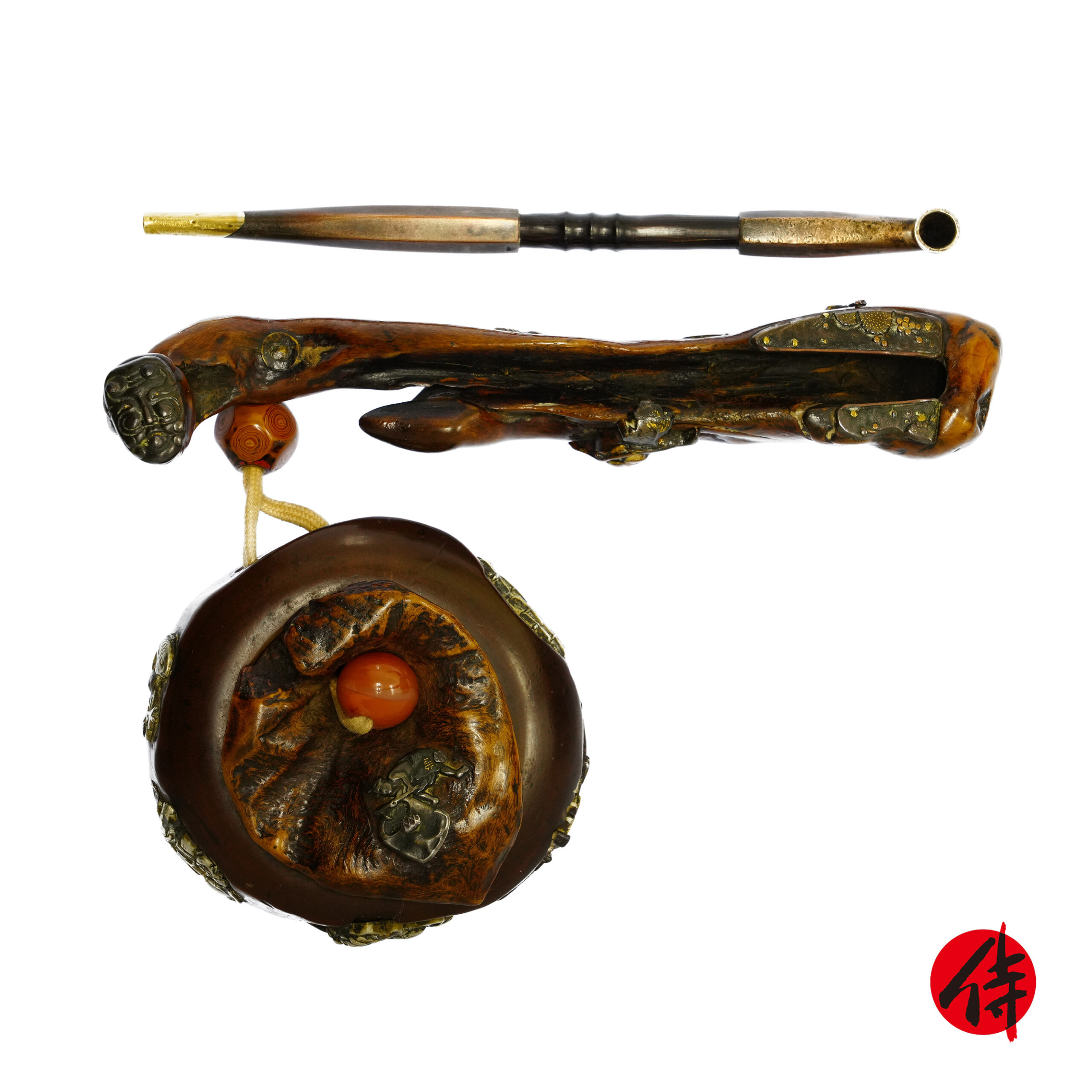 Antique Tobacco Case-Tabaco Ire and Kiseru Set (Kiseru-16