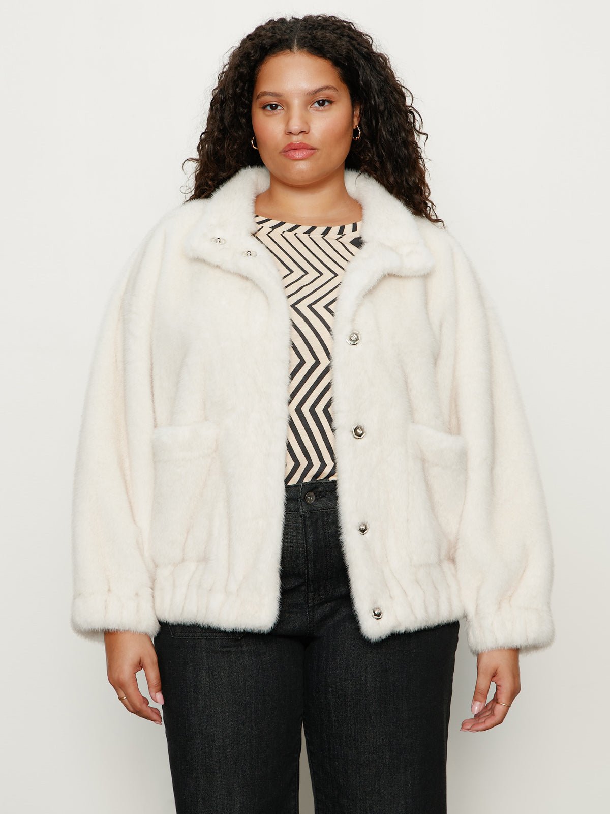 Coco Fur Jacket Almond Cream Extended Sizing - Sanctuary Clothing