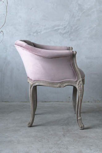 ClassicソファチェアSarahラフナチュラル&ピンクベルベット- サラグレース-