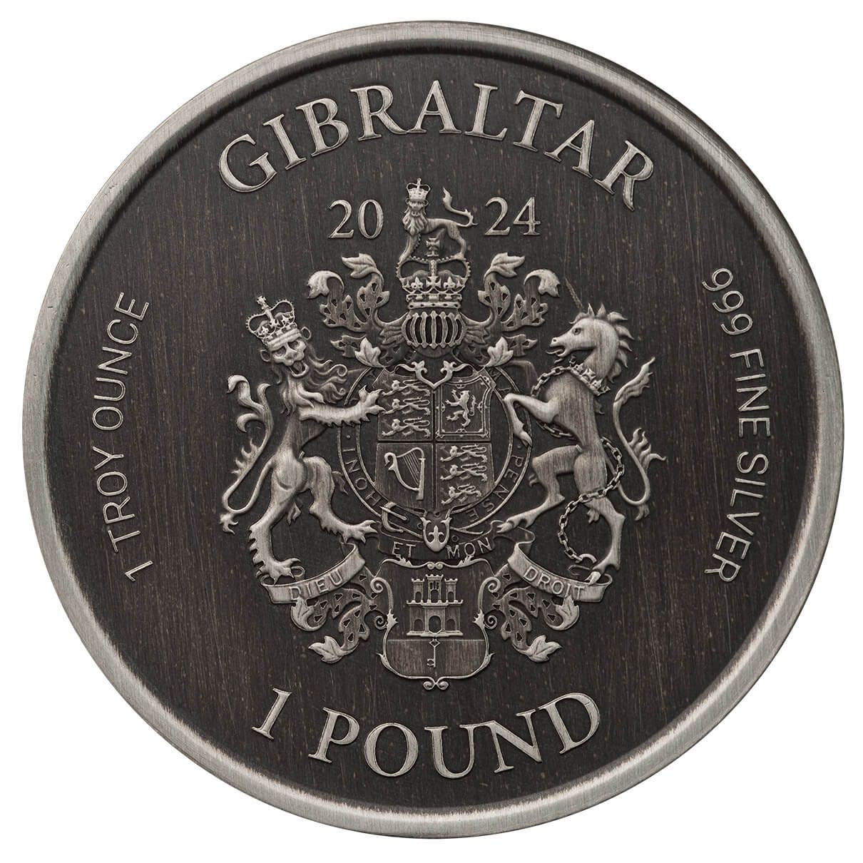 2024 Gibraltar Lady Justice 1 oz Silver Antique Coin