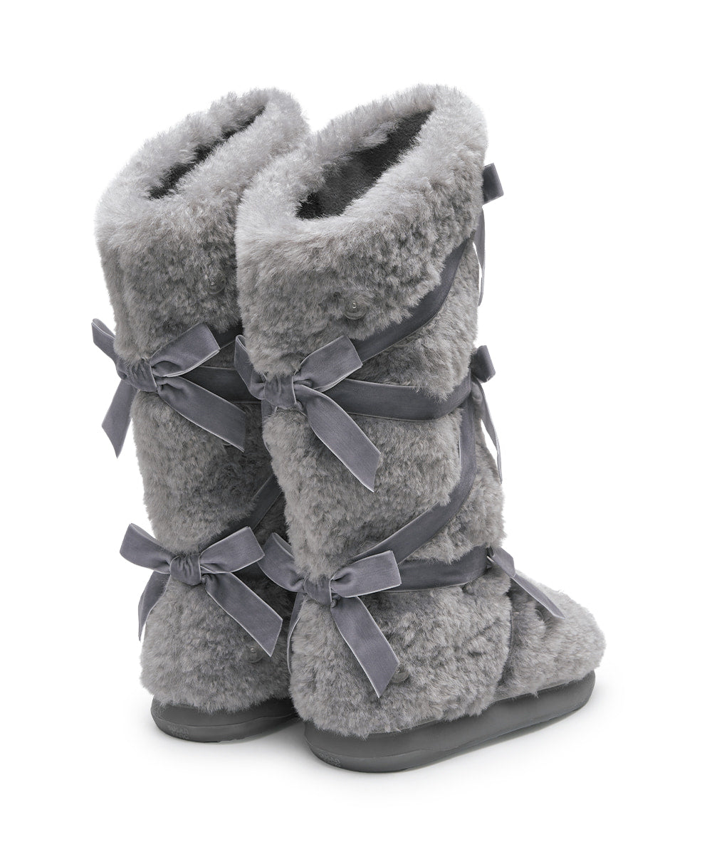 ROCKFISH X SUSAN FANG] FURRY LONG BOOTS - GREY – SeoulSeoul