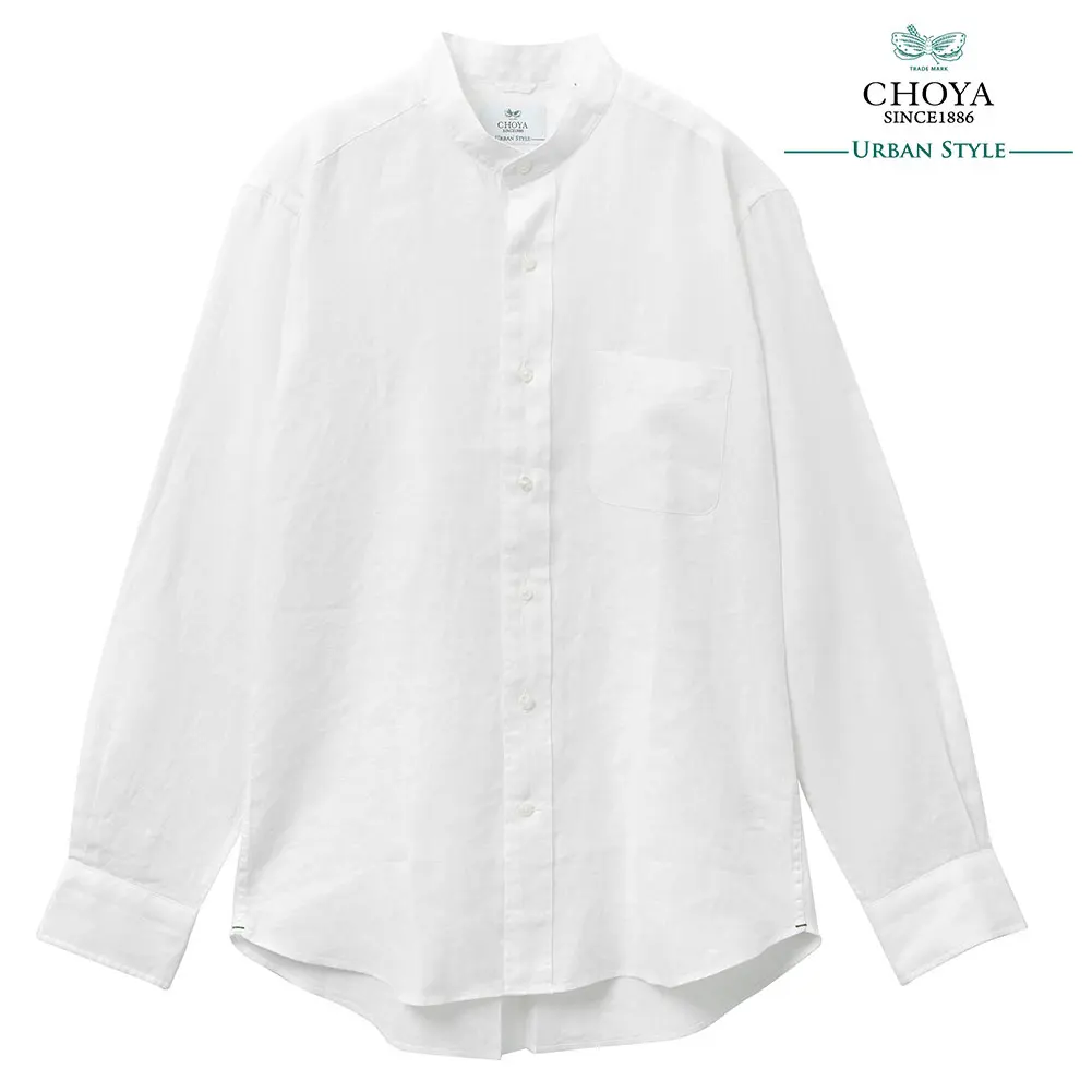 CHOYA URBAN STYLE カジュアルシャツ リネンシャツ スタンドカラー 白