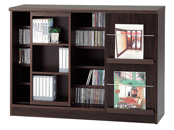 スライド棚＋ディスプレイ収納ラック【書斎家具通販】