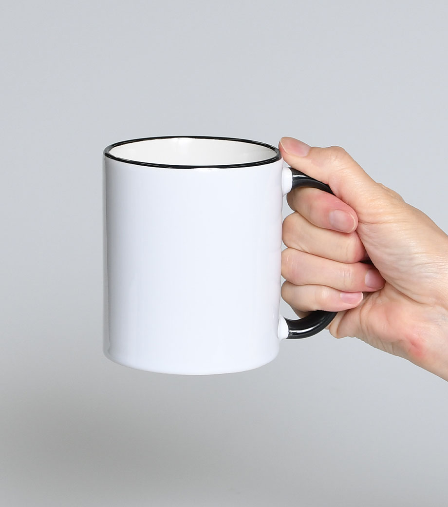 フルカラー転写用マグカップ(ブラックハンドル/350ml)｜最安値￥528