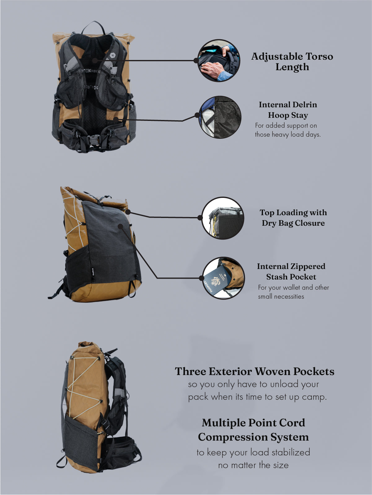 Swift X - 50L Ultralight Hiking Backpack - Six Moon Designs