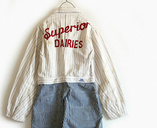 50s Leeリー チェーン刺繍 HBTストライプヘリンボーンxヒッコリー