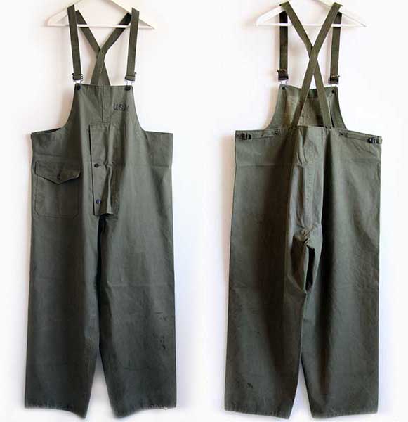 40s 米軍 U.S.N. N-2 デッキ レインパンツ オリーブドラブ L