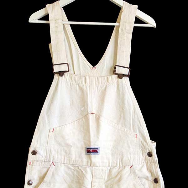80s USA製 BIGMACビッグマック 山ポケ コットン オーバーオール 生成り