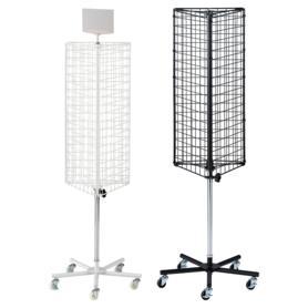 4面回転ネット什器スリム ロングタイプ 白〔ストエキオリジナル〕