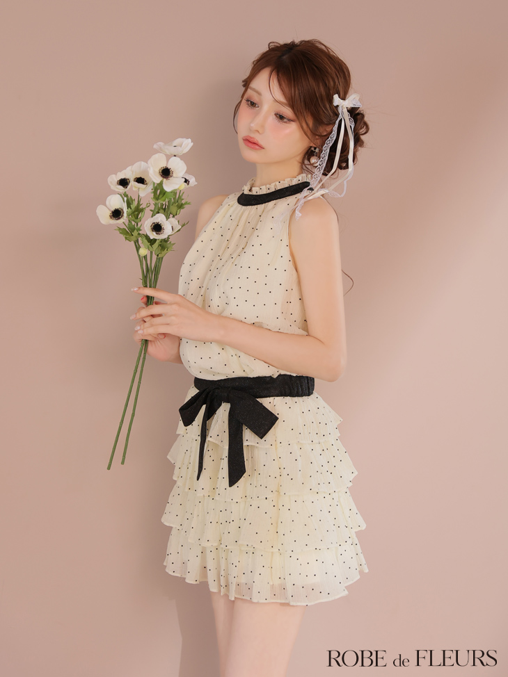 XSサイズあり【ROBE de FLEURS/ローブドフルール】ドットオーガンジー