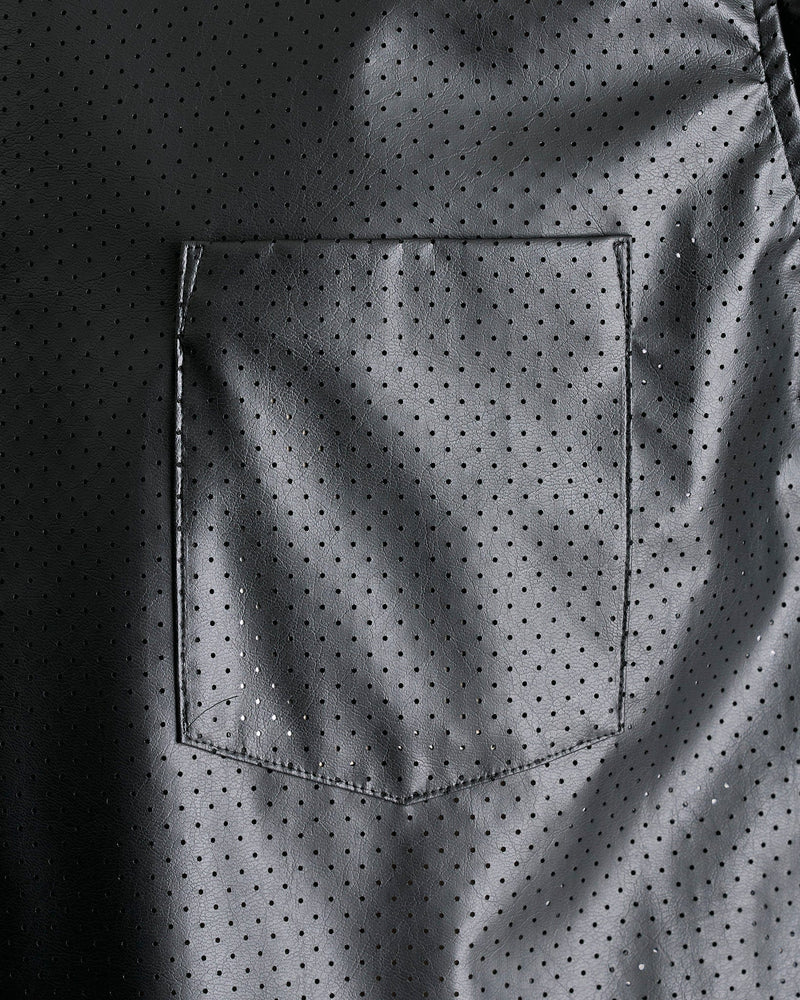 Perforated Faux-Leather Shirt in Black – SVRN