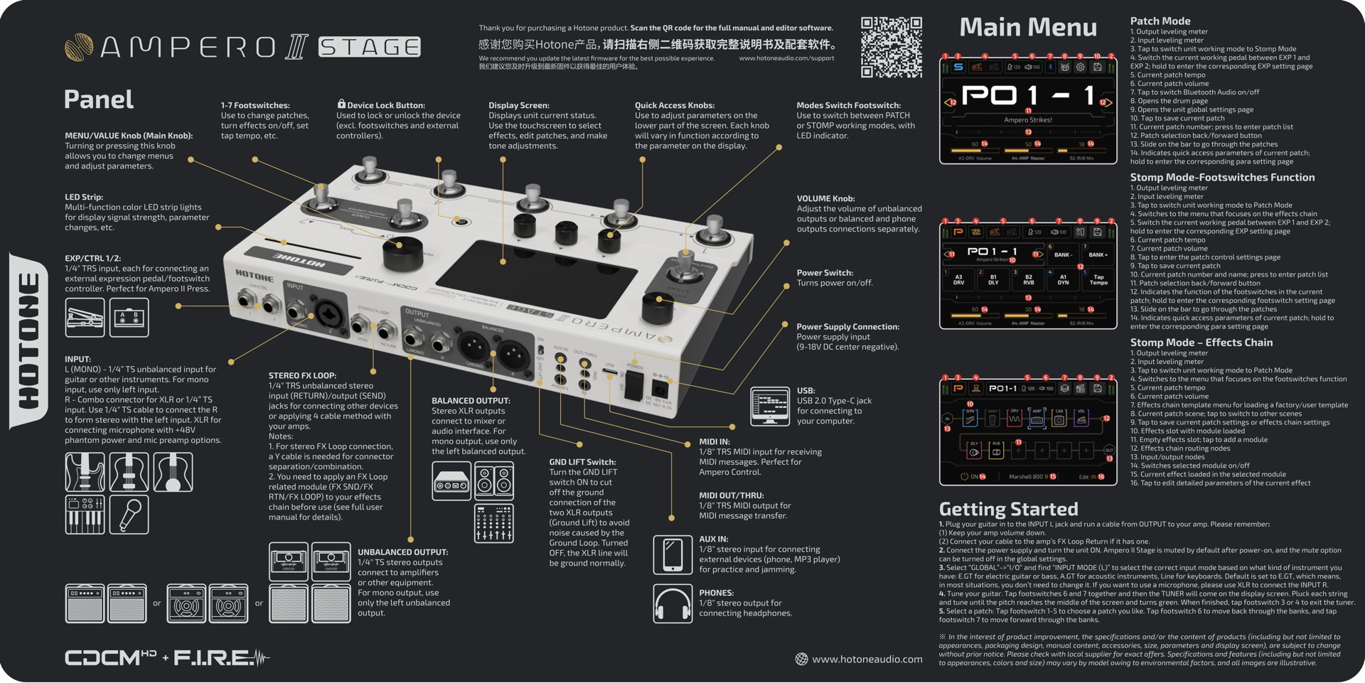 Hotone Ampero II Stage Amp Modeler Quickstart Guide | Sweetwater