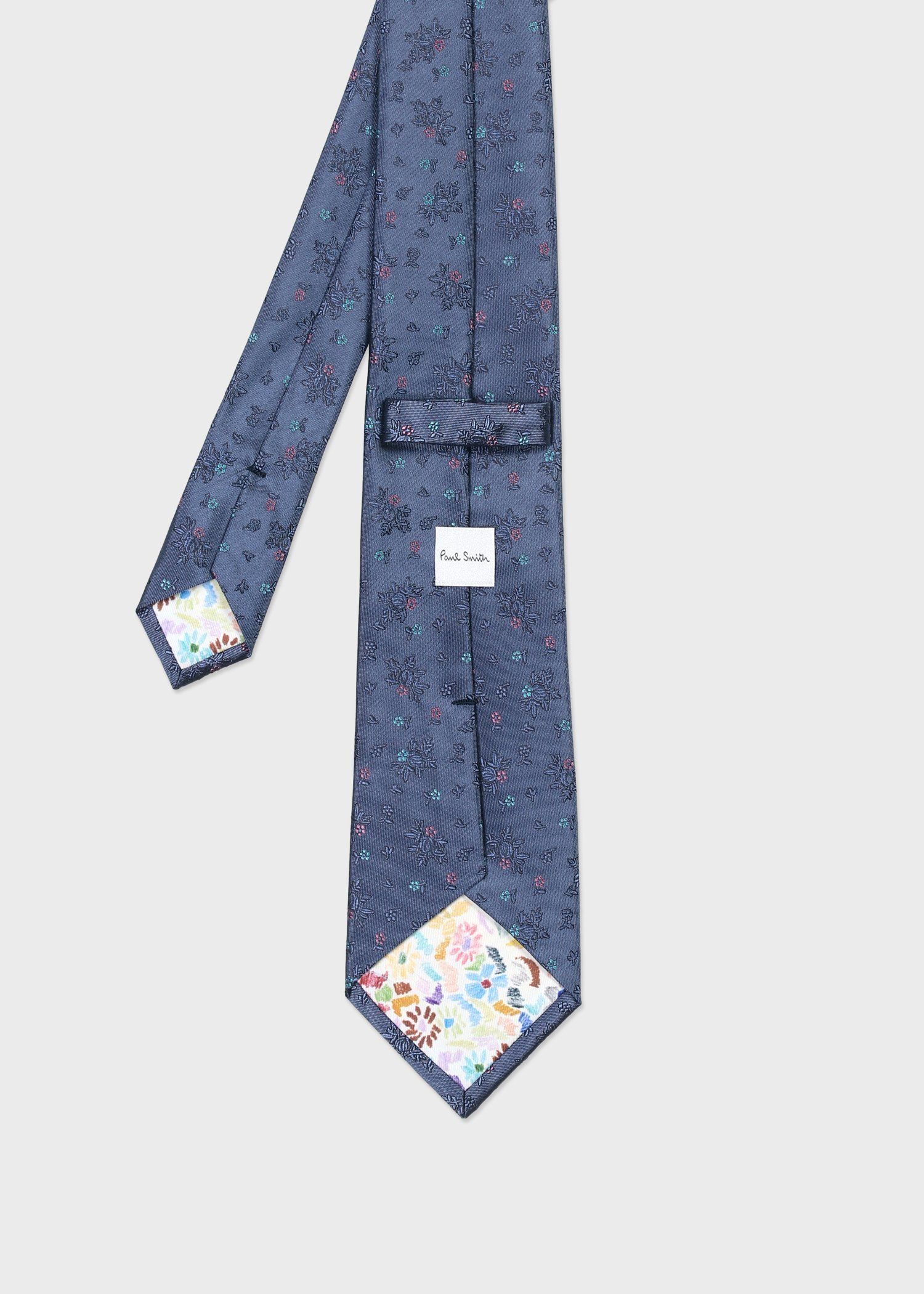 ジャカードフラワー タイ（グレイッシュブルー） ｜ポール・スミス